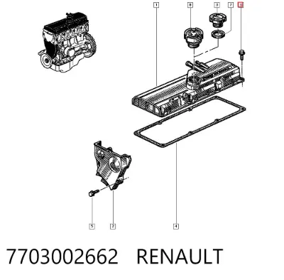 Perno de tapa de válvula de culata RENAULT 7703002662