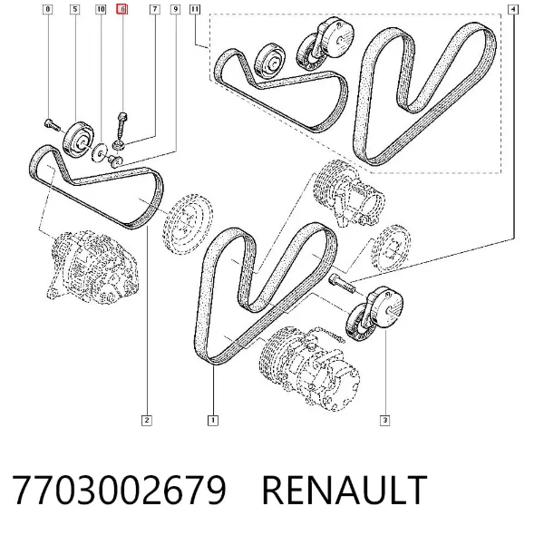 Perno del tensor de la correa de transmisión 7703002679 Renault (RVI)