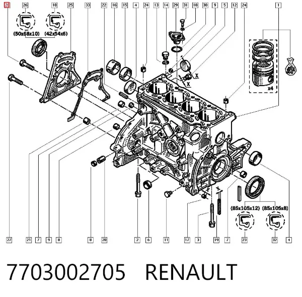 Tornillo del cárter del motor 7703002705 Renault (RVI)
