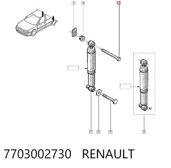 Tornillo de fijación del amortiguador delantero 7703002730 Renault (RVI)