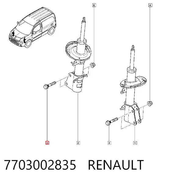 Tornillo de montaje del amortiguador trasero 7703002835 Renault (RVI)