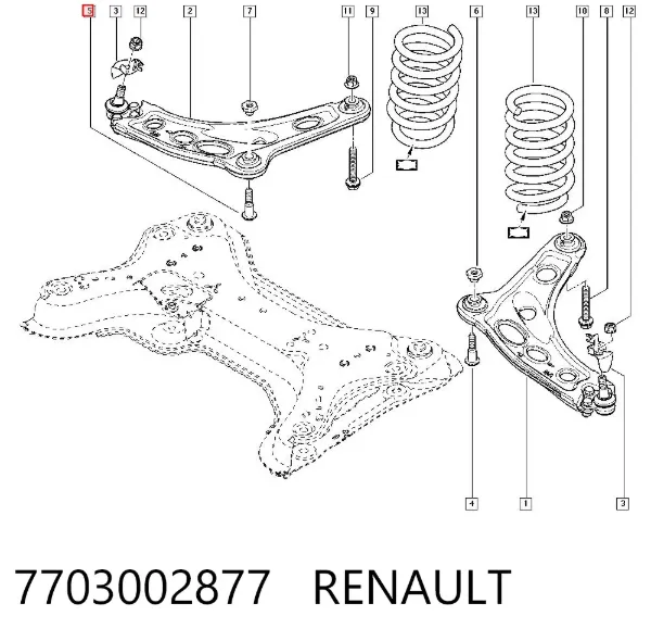 Perno de fijación del brazo inferior delantero 7703002877 Renault (RVI)