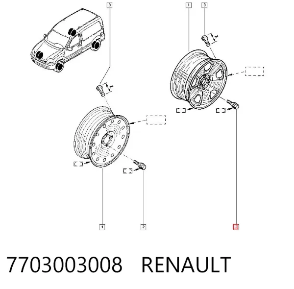 Tornillo de rueda 7703003008 Renault (RVI)