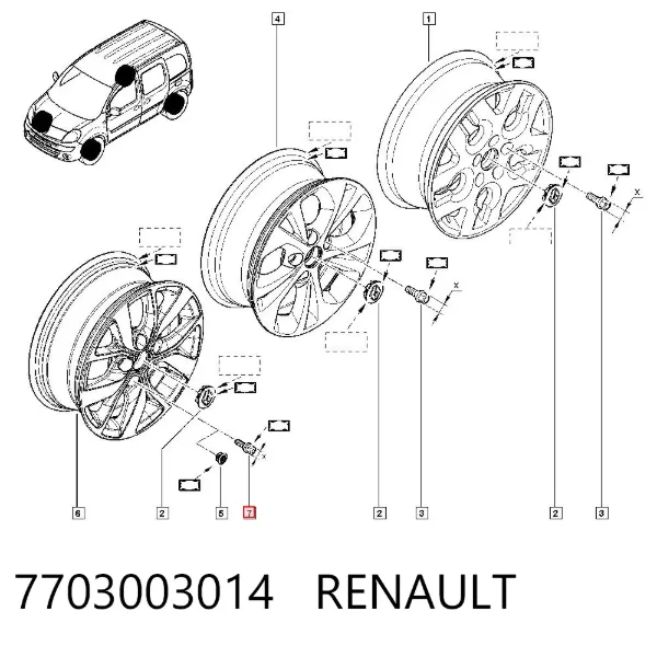 Tornillo de rueda 7703003014 Renault (RVI)