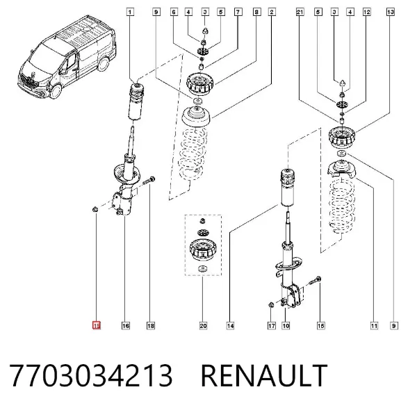 Tuerca del perno de fijación del brazo delantero inferior 7703034213 Renault (RVI)