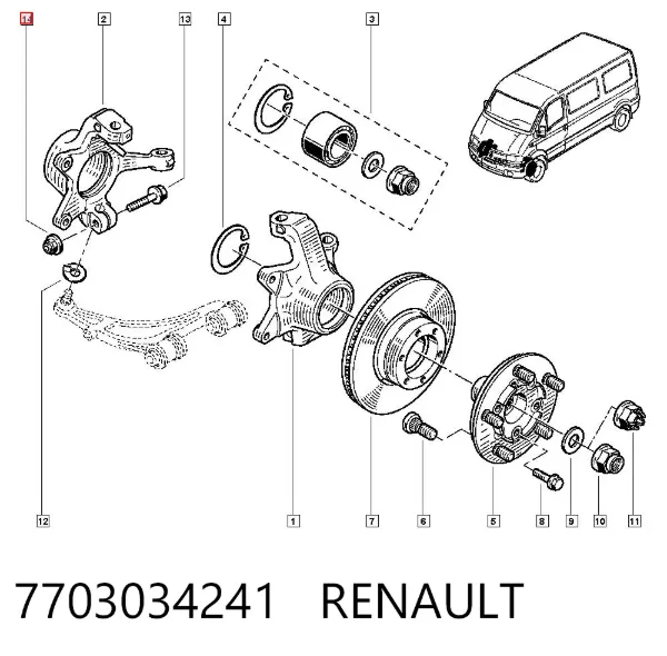 Tornillo de fijación del amortiguador delantero 7703034241 Renault (RVI)
