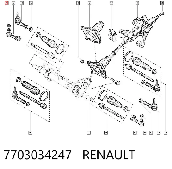 Tuerca de rótula de suspensión delantera 7703034247 Renault (RVI)