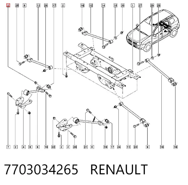 Tuerca de fijación del amortiguador 7703034265 Renault (RVI)