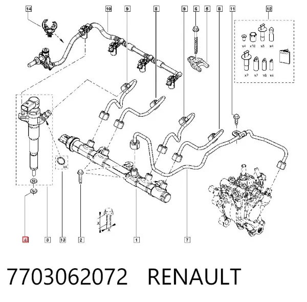 Junta de inyectores 7703062072 Renault (RVI)