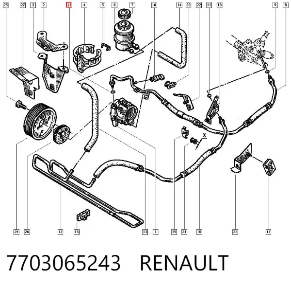 Anillo de sellado de los racores de la cremallera de dirección 7703065243 Renault (RVI)