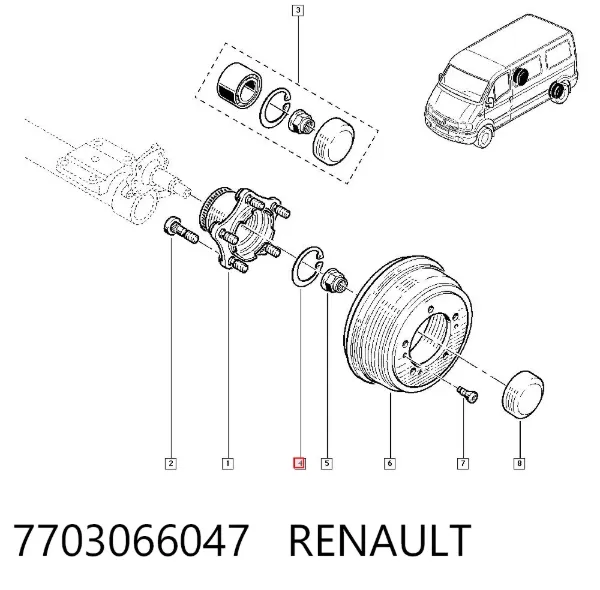 Cojinete de cubo delantero/trasero 7703066047 Renault (RVI)