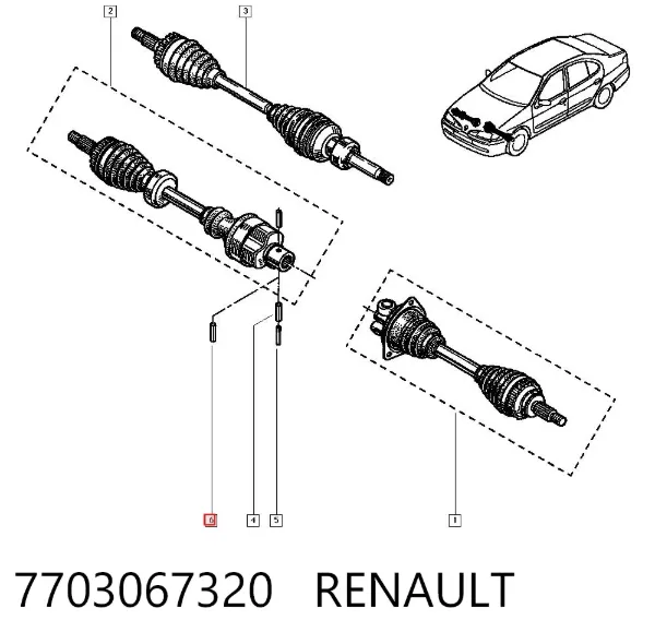 Pasador de la junta homocinética interna del semieje 7703067320 Renault (RVI)