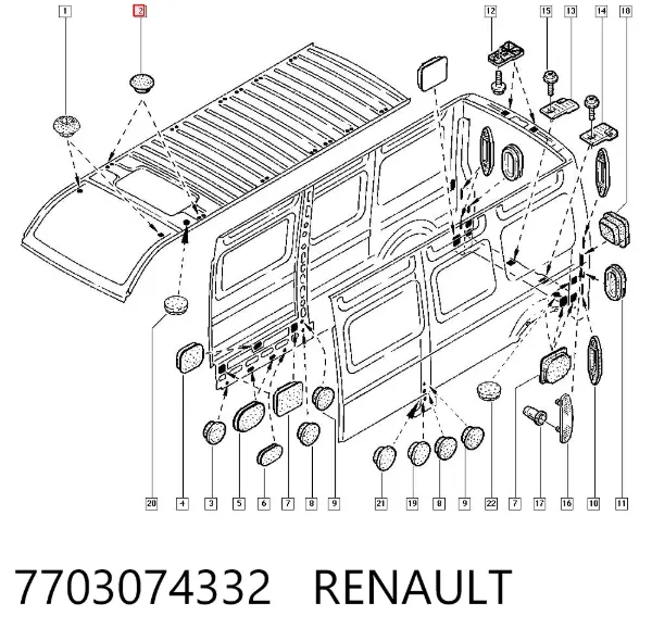 Tapón del suelo de la carrocería 7703074332 Renault (RVI)