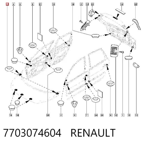 Tapón del suelo de la carrocería 7703074604 Renault (RVI)