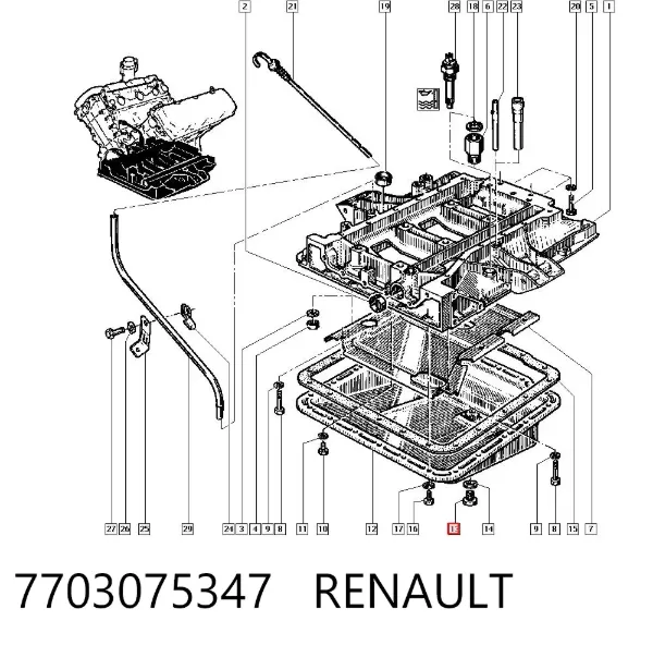Tapón del cárter de aceite 7703075347 Renault (RVI)