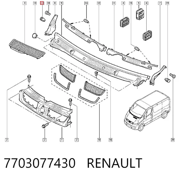 Clip de fijación de revestimiento de puerta 7703077430 Renault (RVI)
