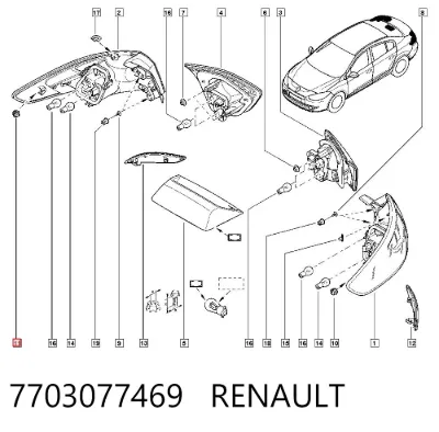 Clip de fijación de revestimiento de puerta RENAULT 7703077469
