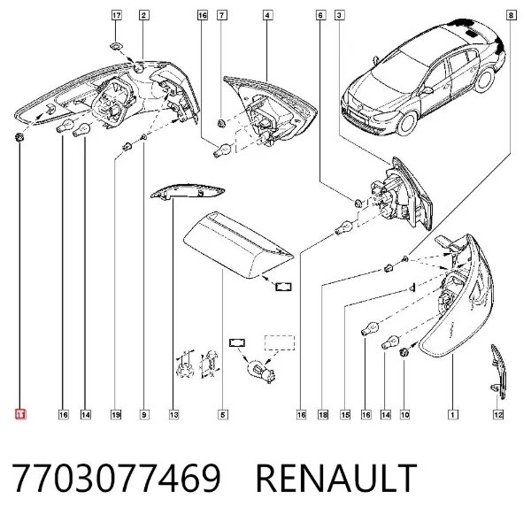 Clip de fijación de revestimiento de puerta 7703077469 Renault (RVI)