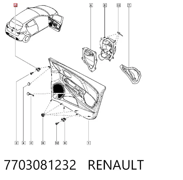 Clip de tapicería de la tapa del maletero 7703081232 Renault (RVI)