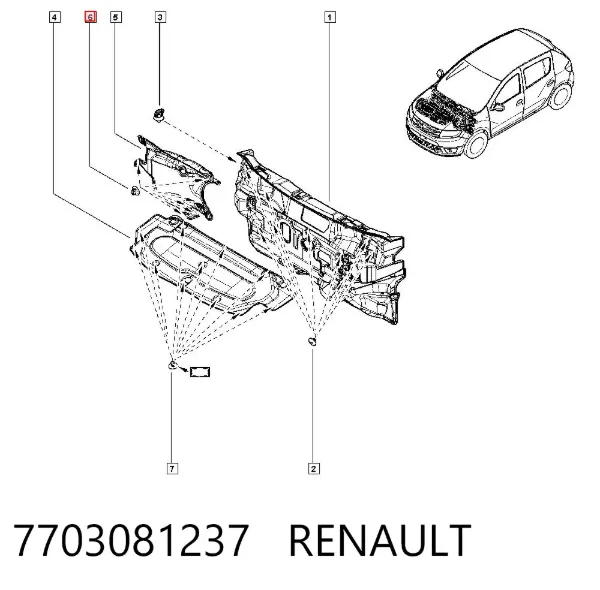 Clip de fijación del guardabarros 7703081237 Renault (RVI)
