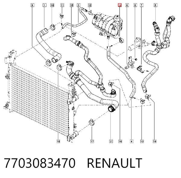 Caja de termostato 7703083470 Renault (RVI)