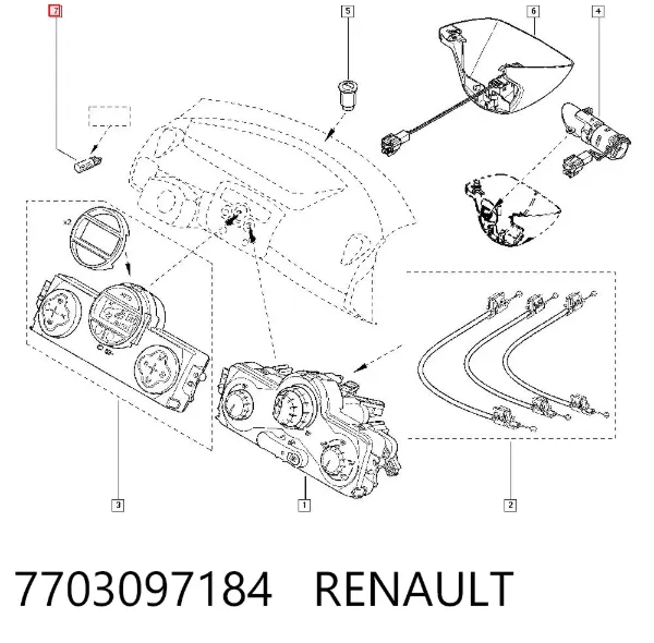 Lámpara del tablero de instrumentos 7703097184 Renault (RVI)