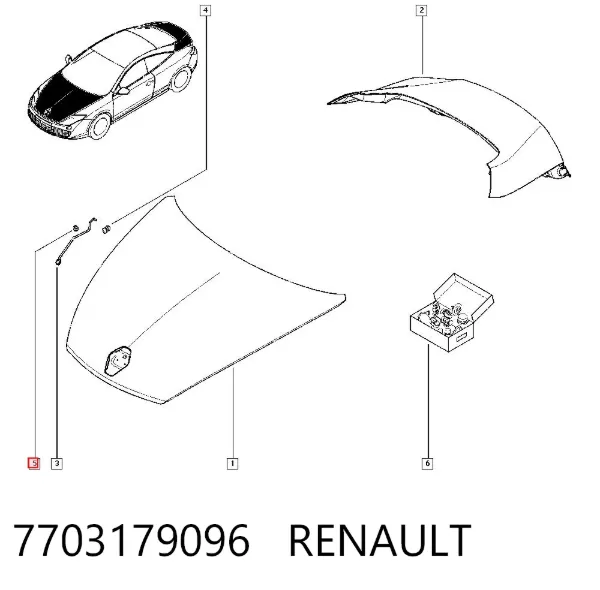 Fijador del soporte del capó 7703179096 Renault (RVI)