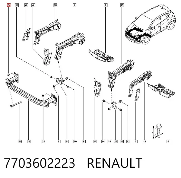 Tornillo (tuerca) de sujeción 7703602223 Renault (RVI)