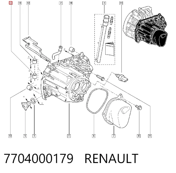 Retén palanca selectora 7704000179 Renault (RVI)