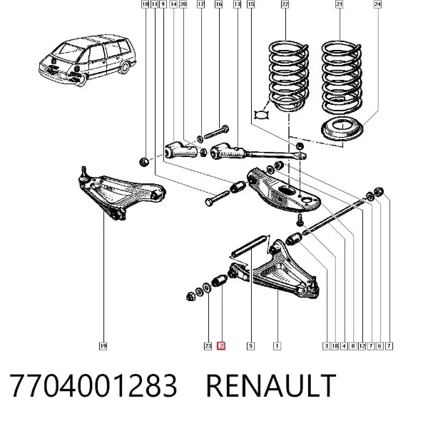 Silentblock del brazo de suspensión 7704001283 Renault (RVI)