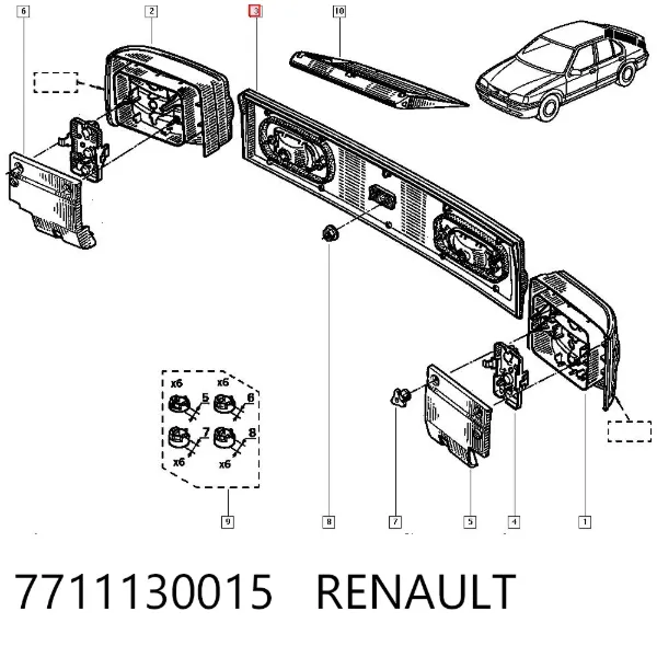 Luz trasera central 7711130015 Renault (RVI)