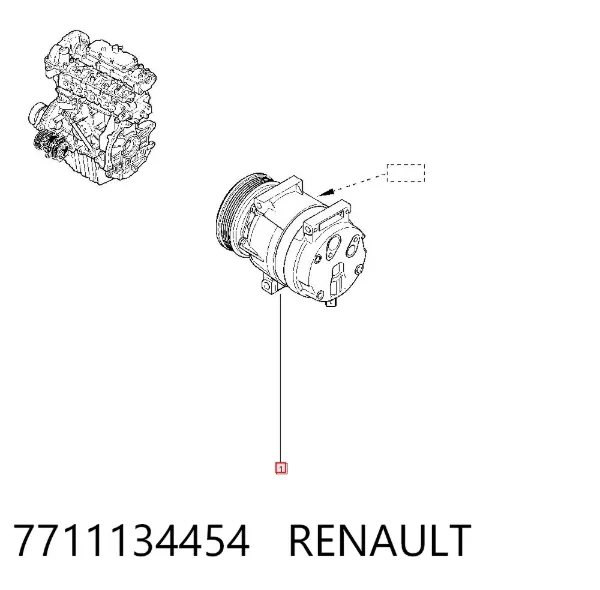 Compresor de aire acondicionado 7711134454 Renault (RVI)