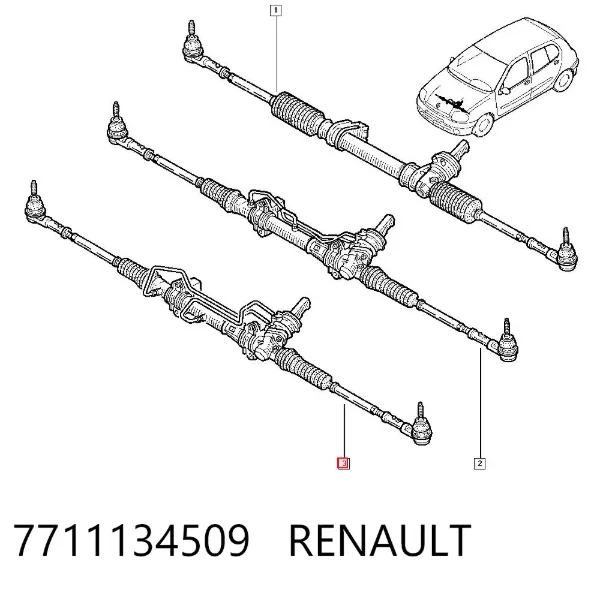 Cremallera de dirección 7711134509 Renault (RVI)