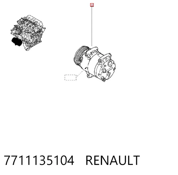Compresor de aire acondicionado 7711135104 Renault (RVI)