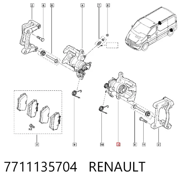 Pinza de freno trasera izquierda 7711135704 Renault (RVI)