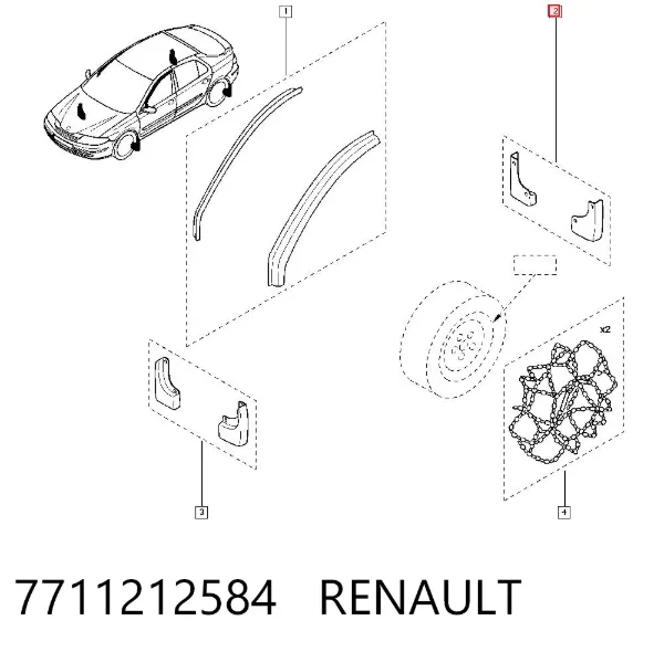 Faldillas guardabarros traseros 7711212584 Renault (RVI)
