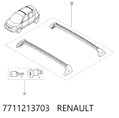 Juego de barras transversales de techo RENAULT 7711213703