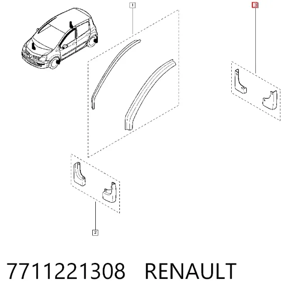 Faldillas guardabarros traseros 7711221308 Renault (RVI)