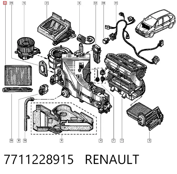 Filtro de habitáculo 7711228915 Renault (RVI)