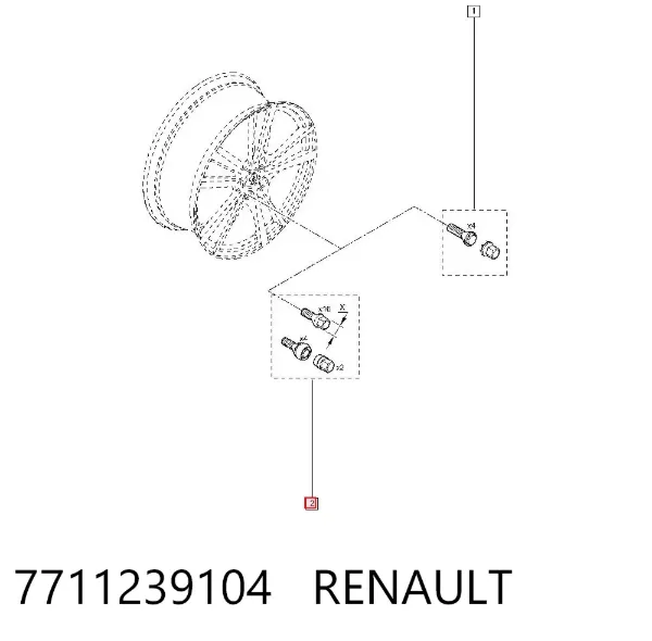 Tornillo de rueda 7711239104 Renault (RVI)