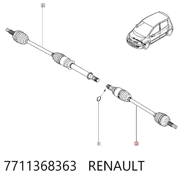 Semieje delantero izquierdo 7711368363 Renault (RVI)