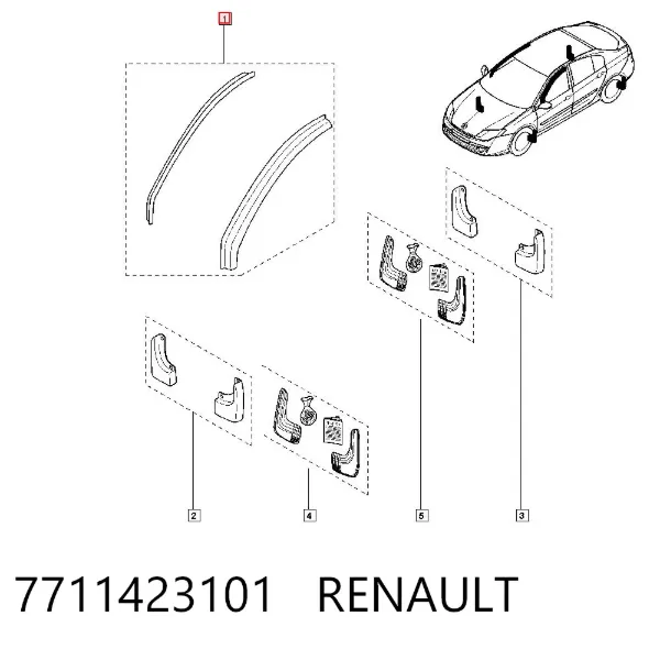 Juego de deflectores de aire para ventanas, 2 piezas 7711423101 Renault (RVI)