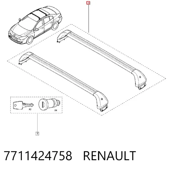 Juego de barras transversales de techo 7711424758 Renault (RVI)