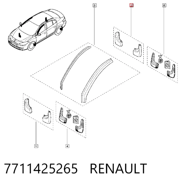 Faldillas guardabarros traseros 7711425265 Renault (RVI)