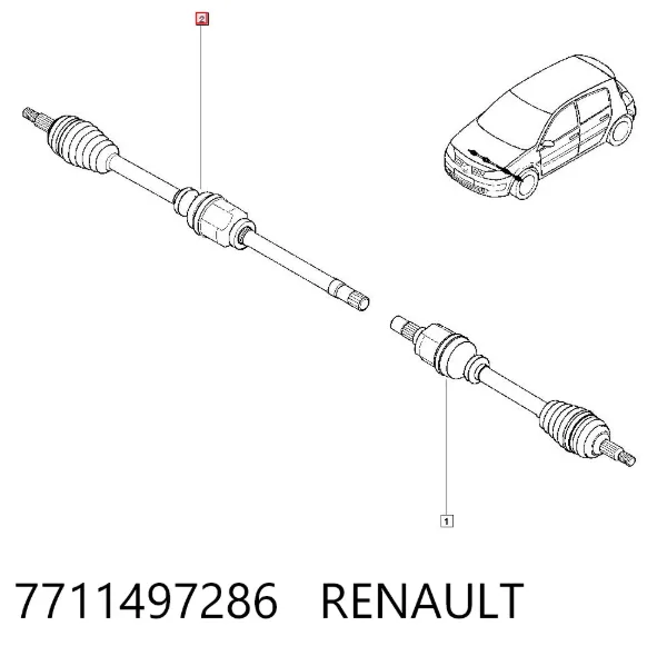 Semieje delantero derecho 7711497286 Renault (RVI)