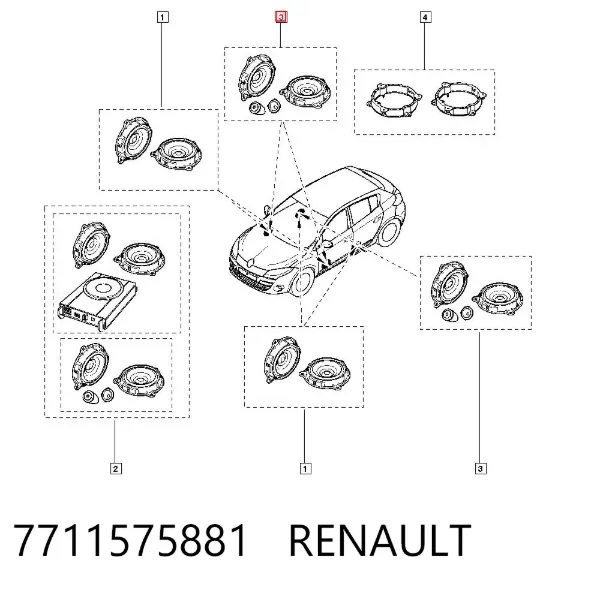 Altavoz de la puerta delantera 7711575881 Renault (RVI)