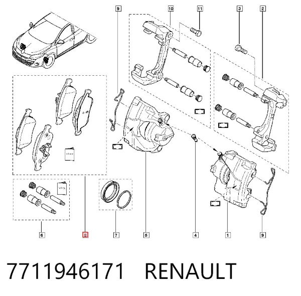 Pastillas de freno 7711946171 Renault (RVI)