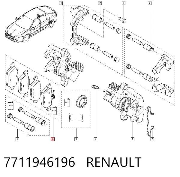 Pastillas de freno traseras 7711946196 Renault (RVI)
