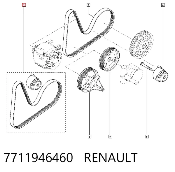 Correa de transmisión 7711946460 Renault (RVI)