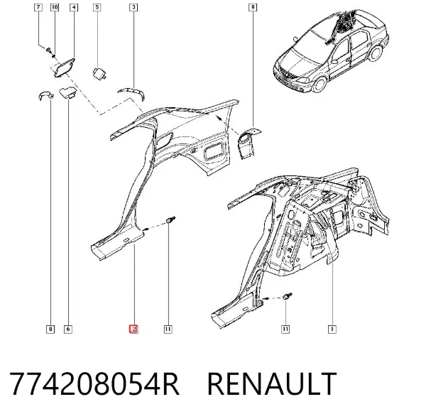 Aleta trasera derecha 774208054R Renault (RVI)
